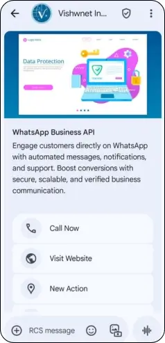 rcs rich card with actioin buttons